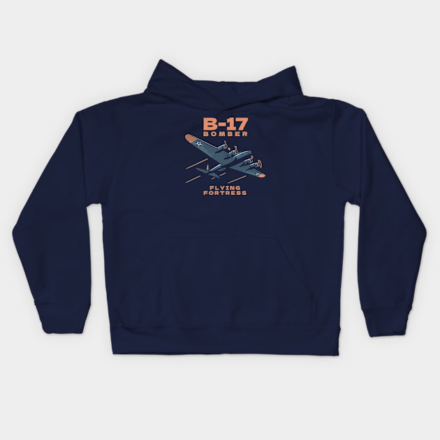 B-17 Bomber WW2 Plane Retro Kids Hoodie by Distant War